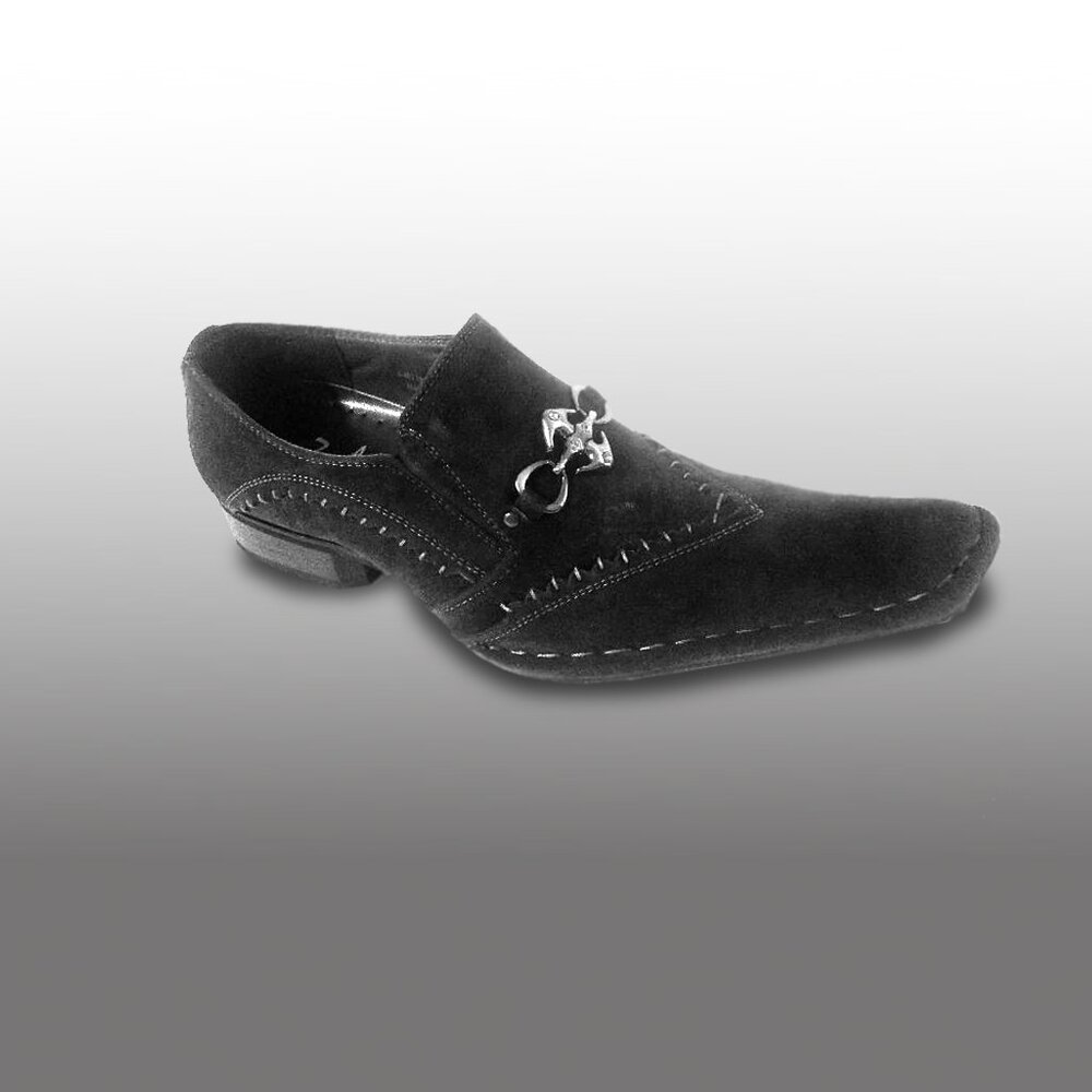 Antonio Zengara Mens Suede Loafer  •  10M Black • Pointed Toe • Metal Bit • NIB